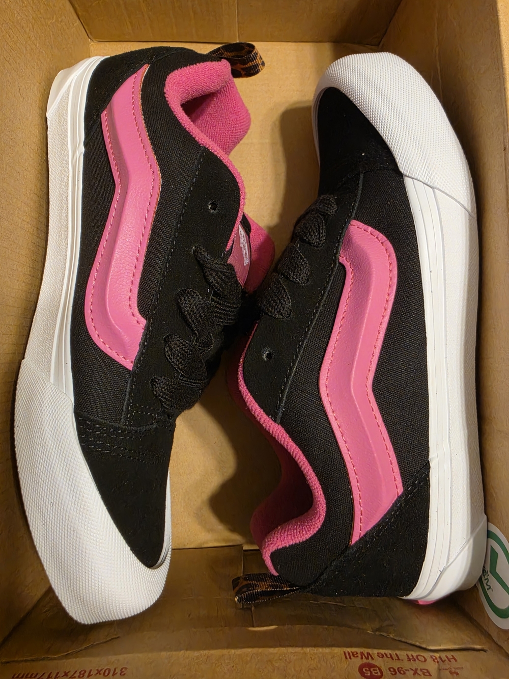 Vans Kids Black Canvas Sneakers with Pink Side Stripe